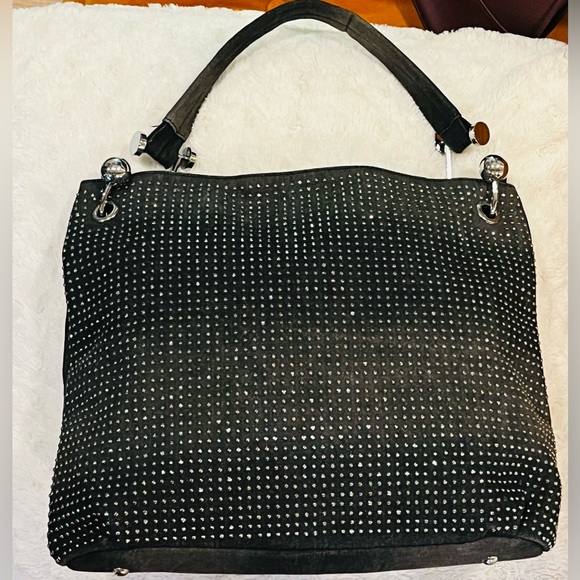 BLACK STUDDED BAG—LIKE NEW CONDITION—MADE NICE—GREAT HARDWARE—COOL—NOELLE - Picture 3 of 16